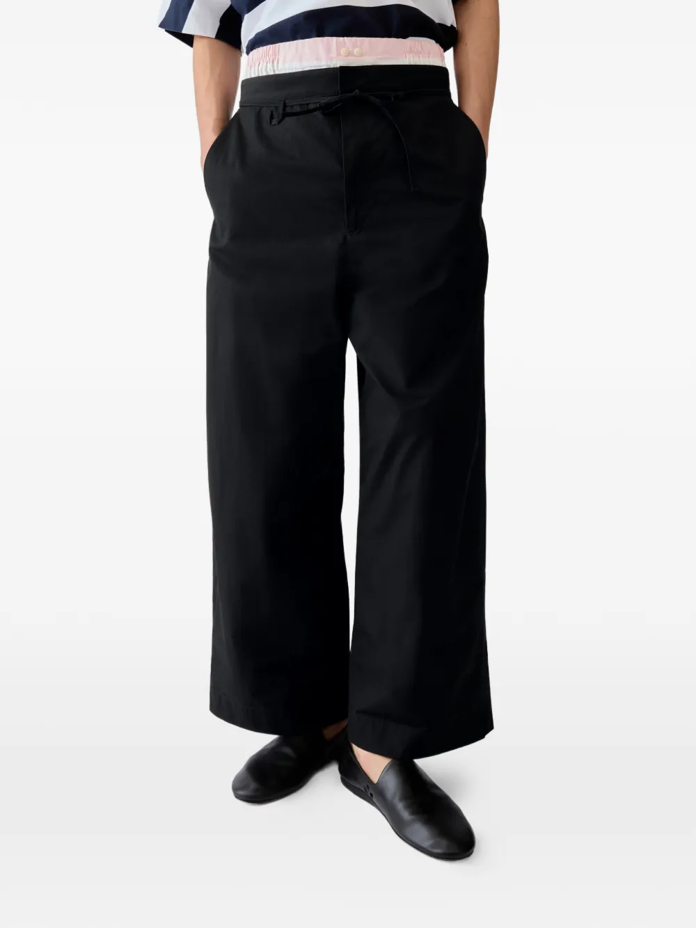 Jacquemus Marin broek met striksluiting en omgeslagen pijpen Zwart
