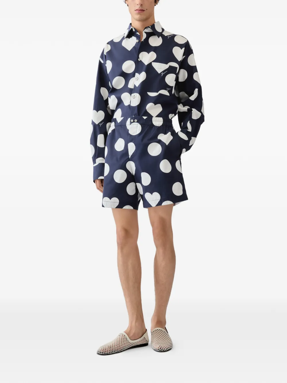 Jacquemus Le Short Caleçon shorts met print Blauw