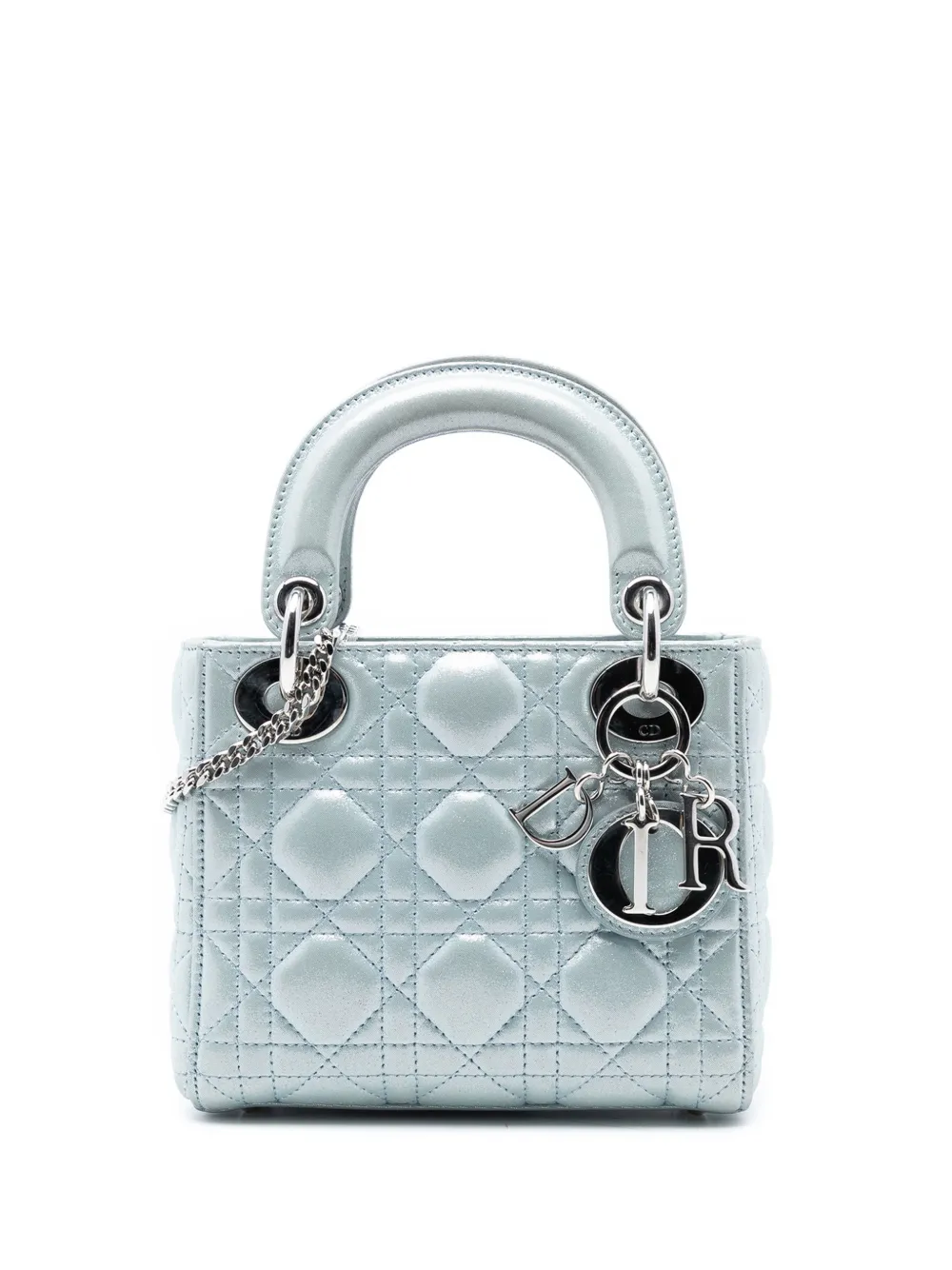 Christian Dior Pre-Owned 2012 Mini Iridescent Lambskin Cannage Lady Dior satchel | Blue | Image 1