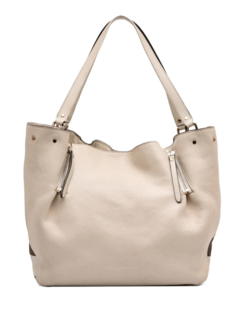 Burberry Pre-Owned 2000-2017 Medium Leather and House Check Canvas Maidstone satchel - Marrone