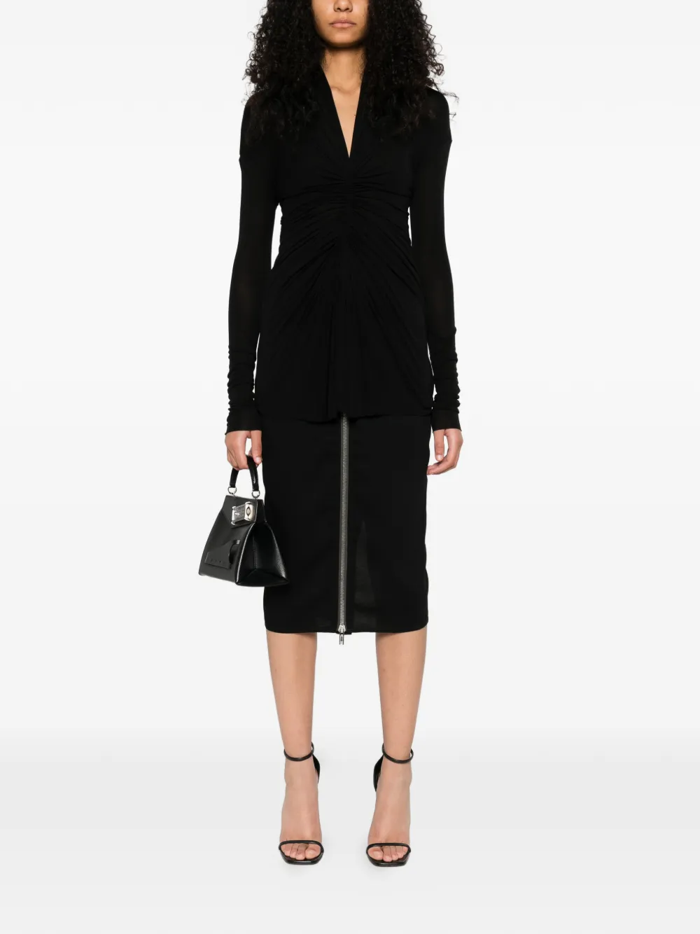 Rick Owens Radiance draped V-neck top - Zwart