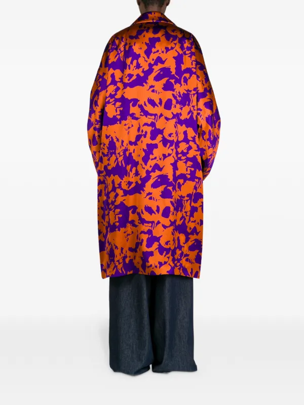 DRIES VAN NOTEN Floral Satin Coat | Orange | FARFETCH AU