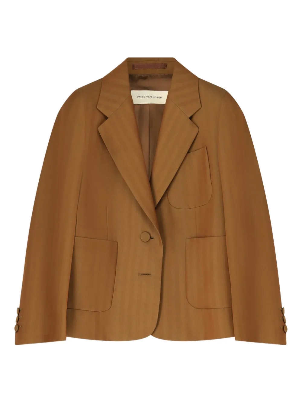 DRIES VAN NOTEN Blazer crop con motivo a spina di pesce - Marrone