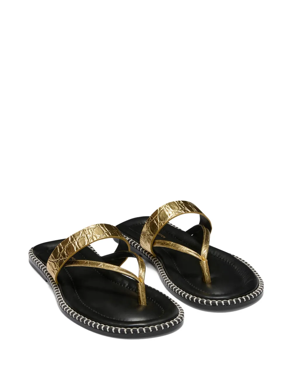 DRIES VAN NOTEN Leren sandalen met textuur bandje Goud