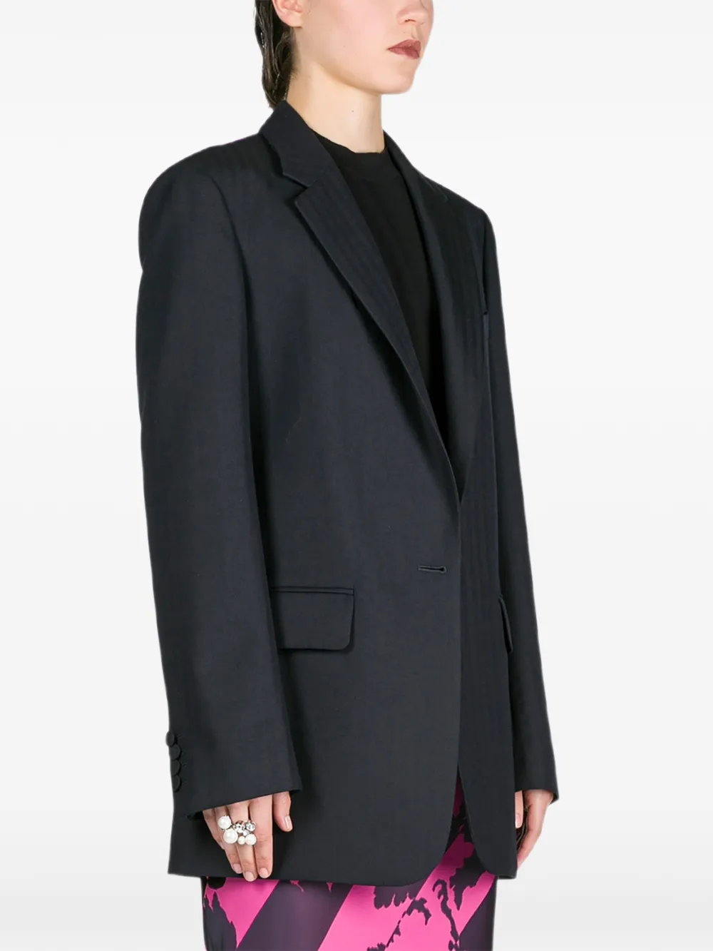 DRIES VAN NOTEN Ruimvallende wollen blazer met visgraatpatroon Blauw