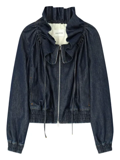 DRIES VAN NOTEN denim ruffled cocoon jacket