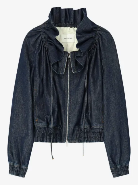 DRIES VAN NOTEN denim ruffled cocoon jacket