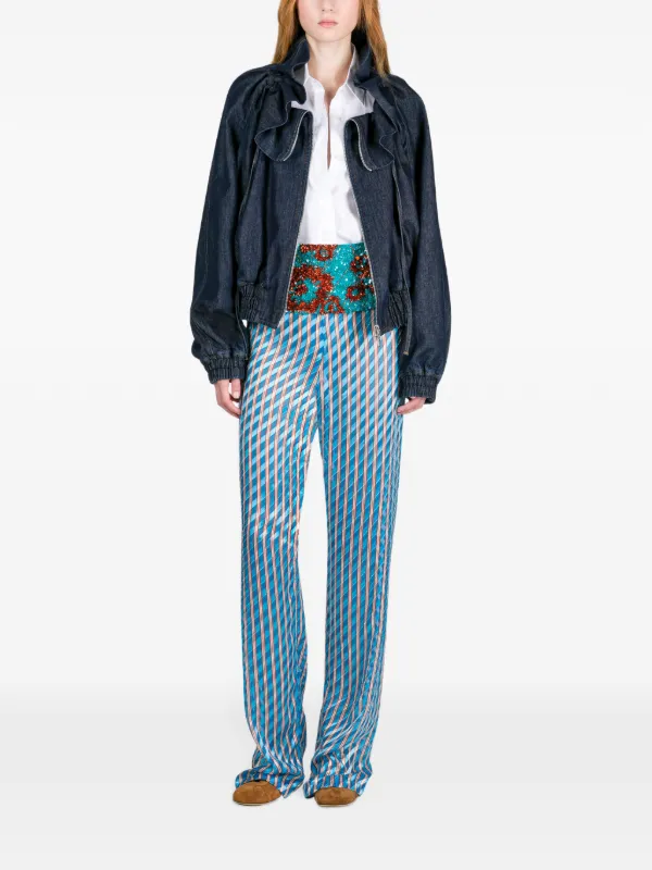 DRIES VAN NOTEN デニム ラッフル コクーンジャケット | ブルー DRIES VAN NOTEN デニム ラッフル コクーンジャケット | ブルー