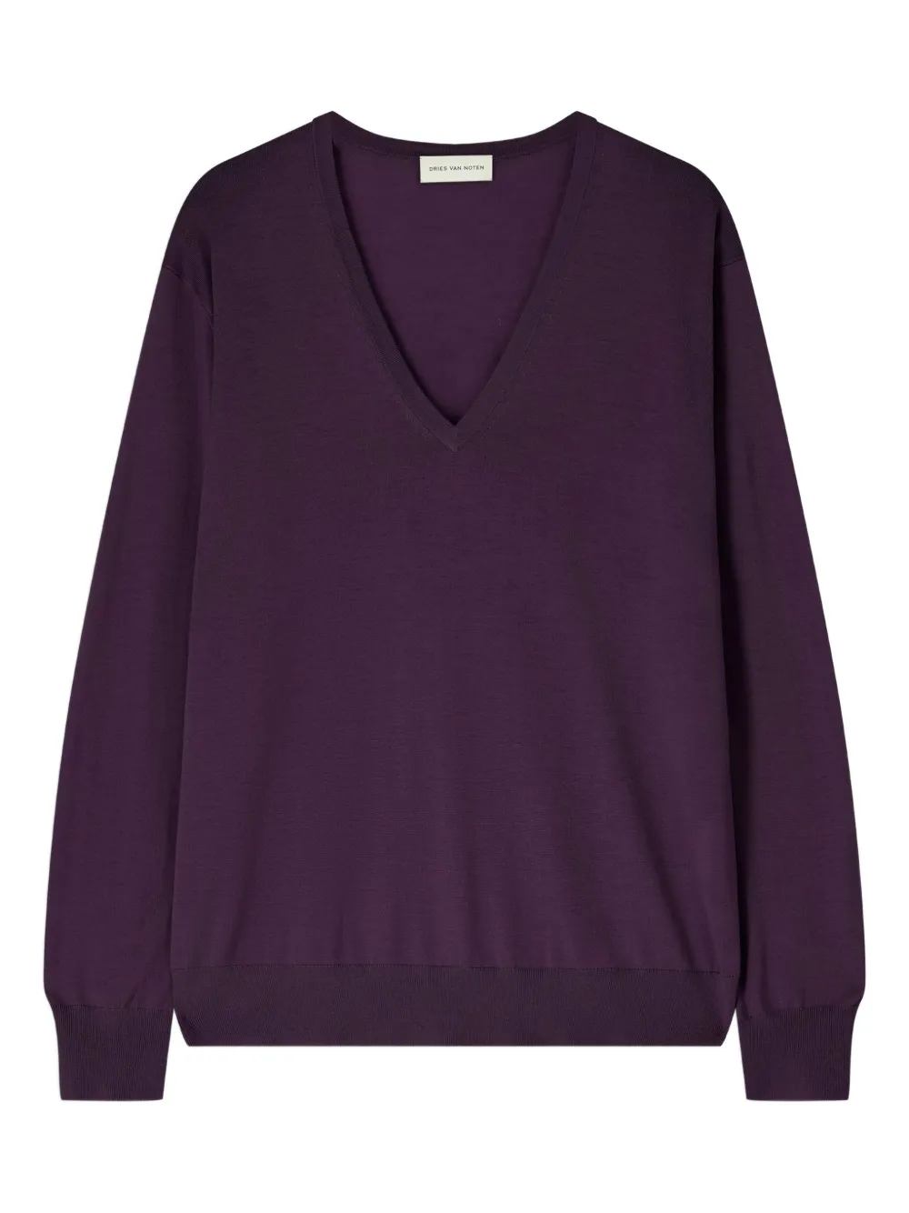 DRIES VAN NOTEN Maglione in lana merino con scollo a V - Viola