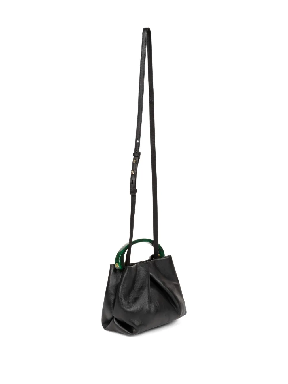  Dries Van Noten Small Pleated Leather Tote Bag - Black 