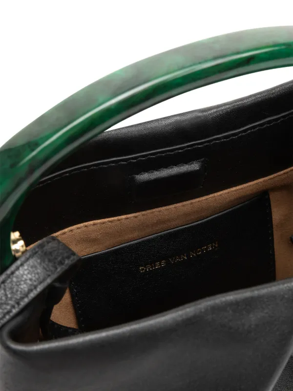 DRIES VAN NOTEN プリーツレザー ハンドバッグ | ブラック | FARFETCH JP