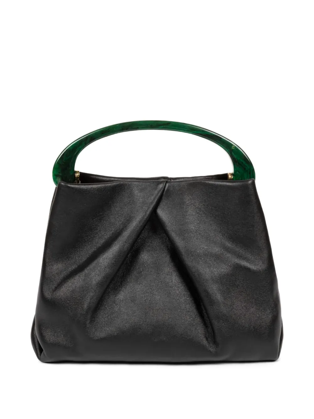  Dries Van Noten Small Pleated Leather Tote Bag - Black 
