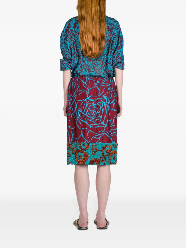 DRIES VAN NOTEN Turquoise Print Loose Shirt | Blue | FARFETCH