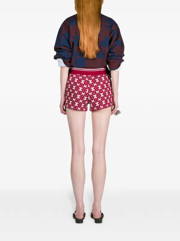 DRIES VAN NOTEN Ribbed Jacquard Shorts | Red | FARFETCH