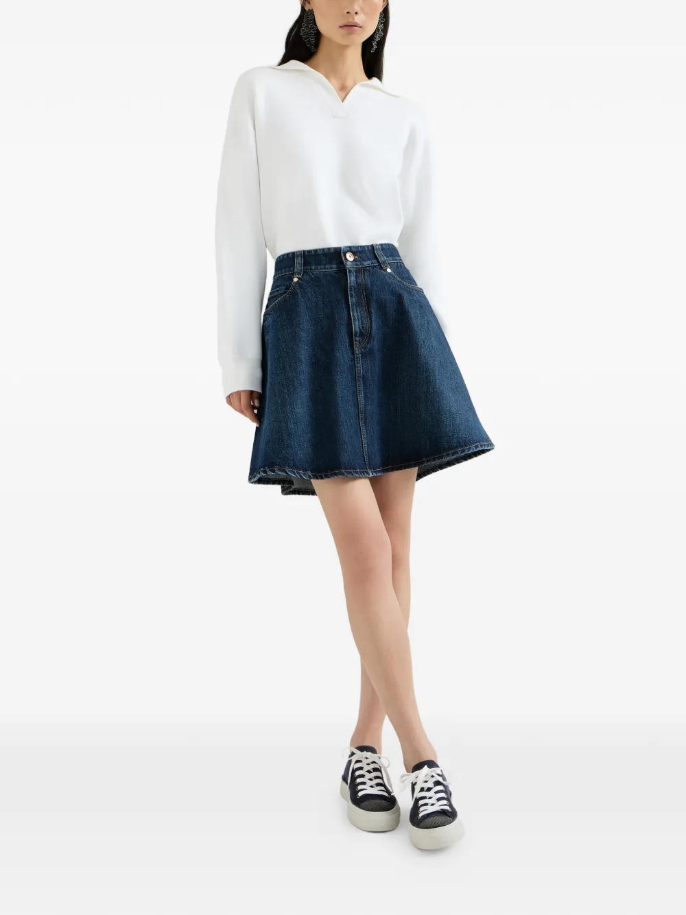  Brunello Cucinelli Denim Mini Skirt - Blue 