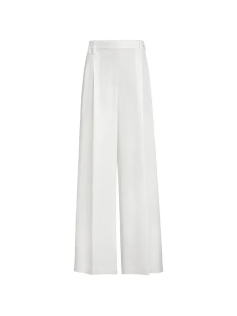 Brunello Cucinelli viscose and linen fluid twill wide trousers with monili