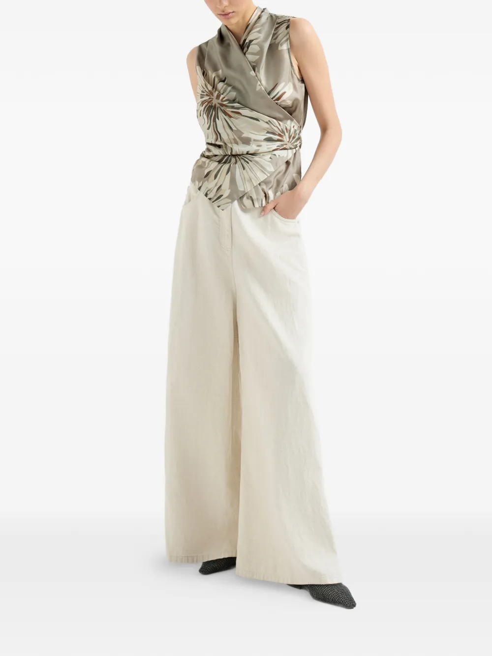 Brunello Cucinelli Monili spencer met bloemenprint Beige