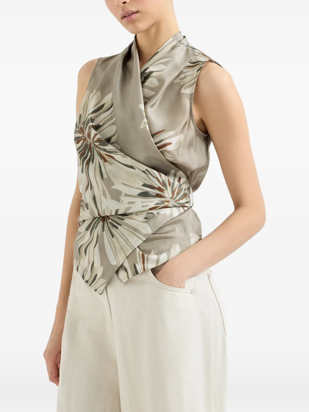 Brunello Cucinelli Monili spencer met bloemenprint Beige