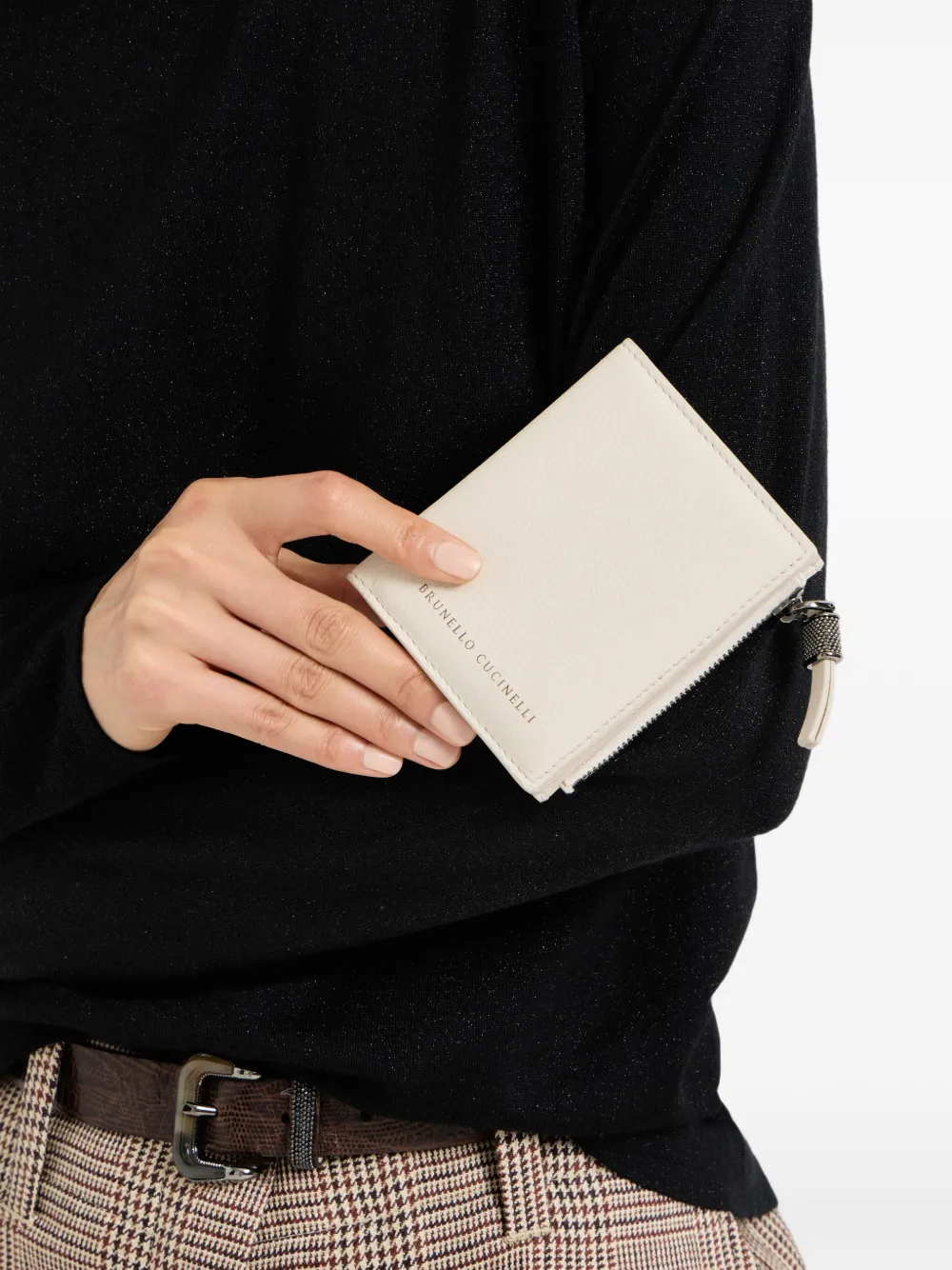 Brunello Cucinelli Portemonnee met rits en textuur Beige