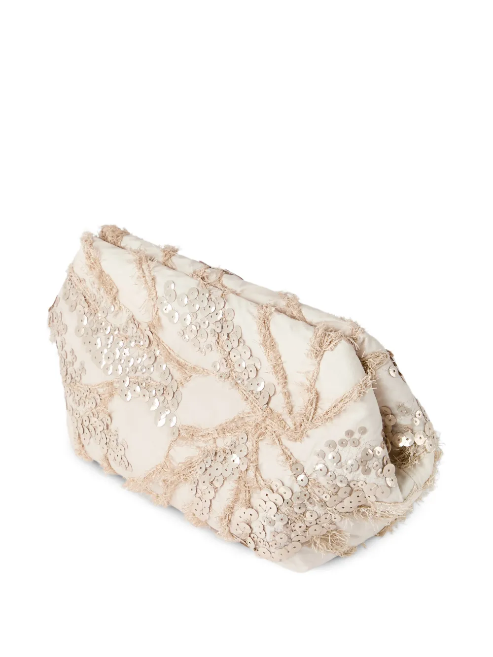 Brunello Cucinelli Zijden organza buidel met borduurwerk Beige