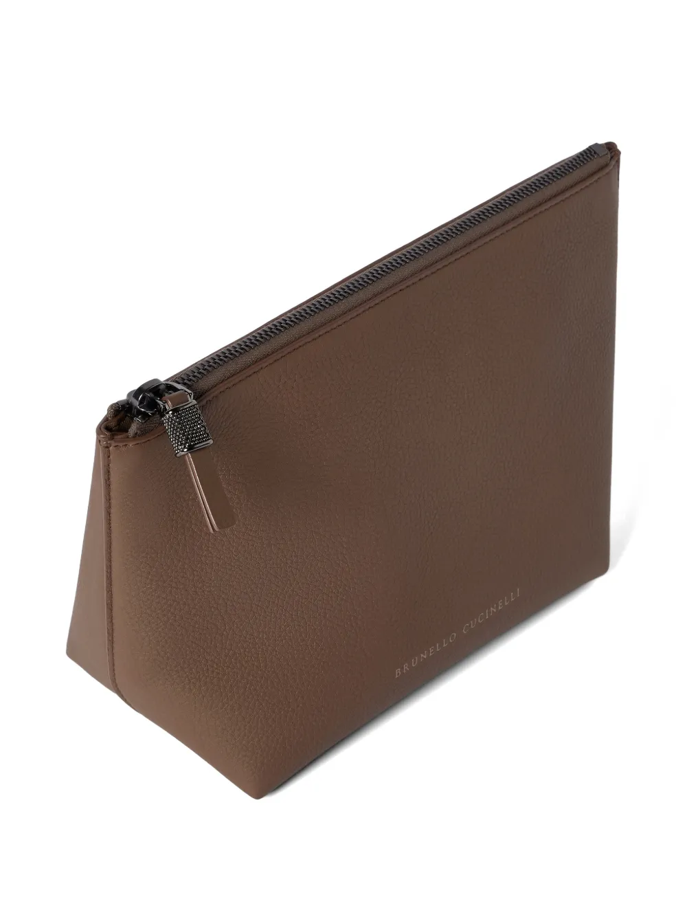 Brunello Cucinelli Kalfsleren buidel met rits Bruin