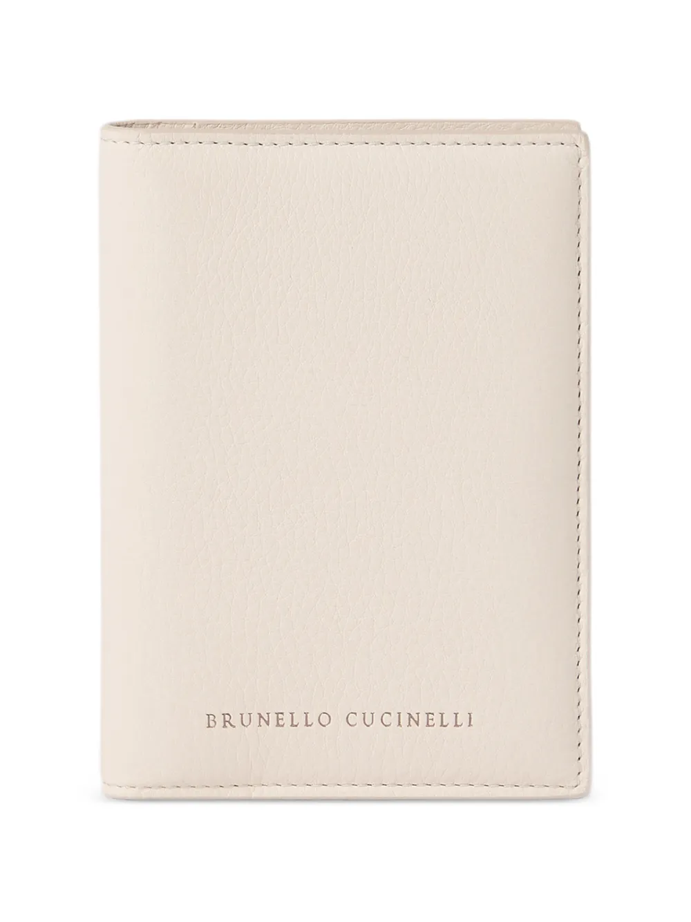 Brunello Cucinelli Grained Leather Passport Holder In Neutral