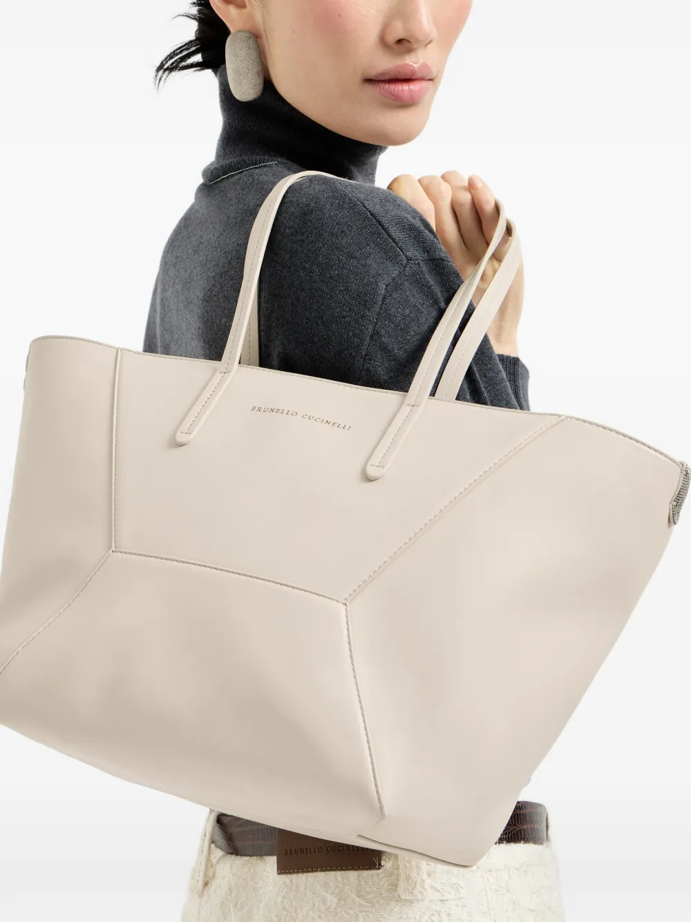  Brunello Cucinelli Small Duo Tote Bag - Neutrals 