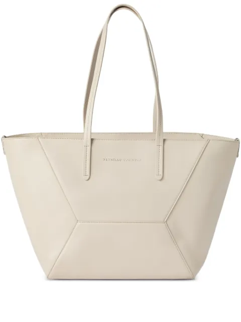 Brunello Cucinelli geometric-panel leather shoulder bag