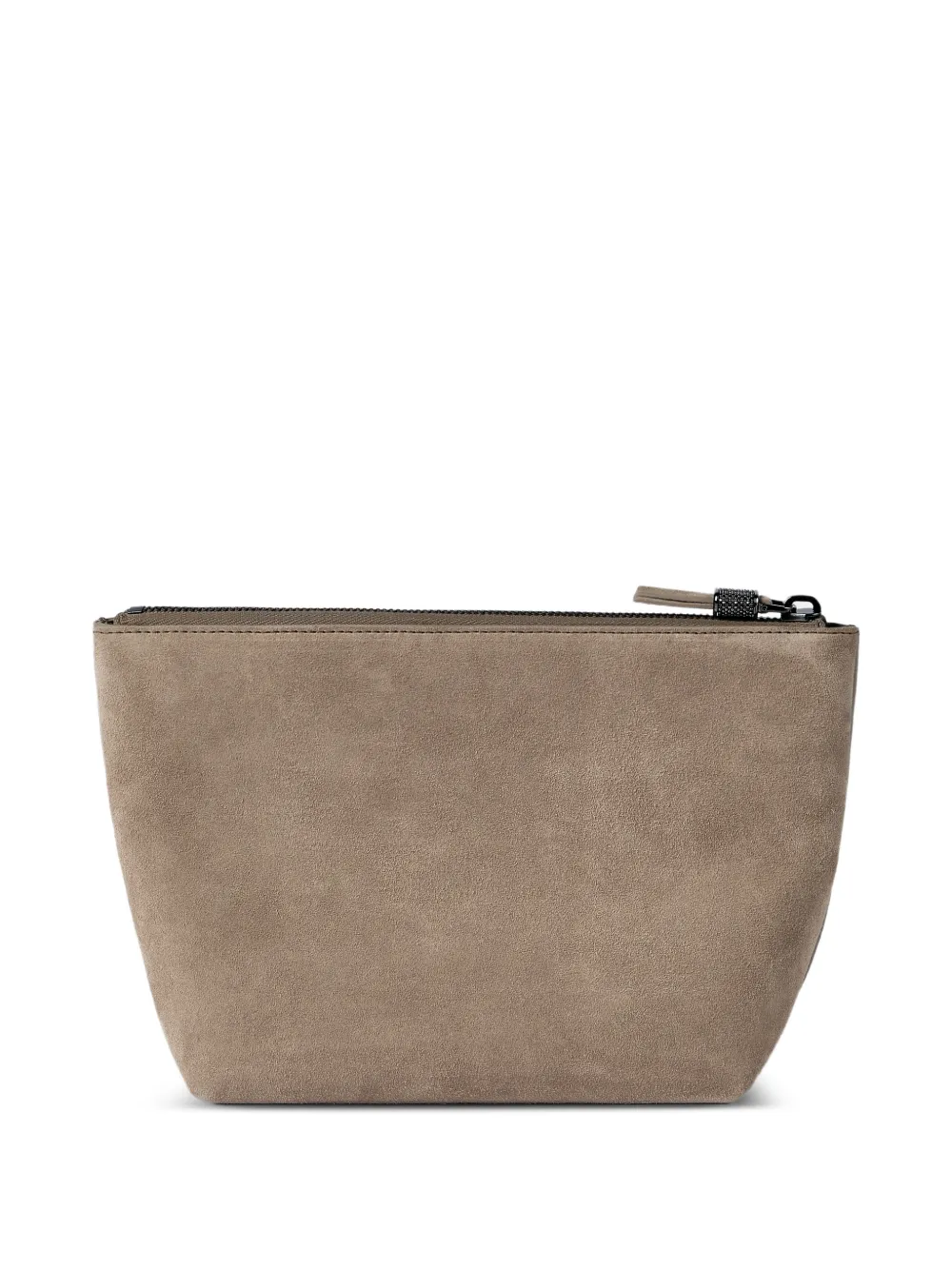  Brunello Cucinelli Suede Pouch With Shiny Zipper Pull - Grey 