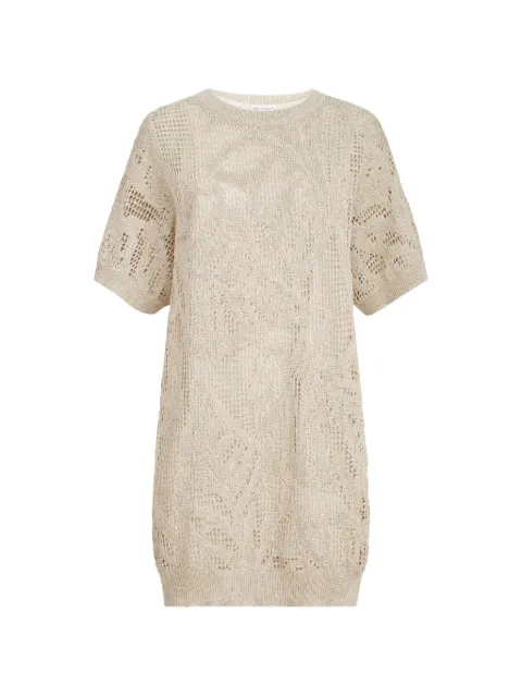 Brunello Cucinelli dazzling water lillies mini dress in linen and cotton