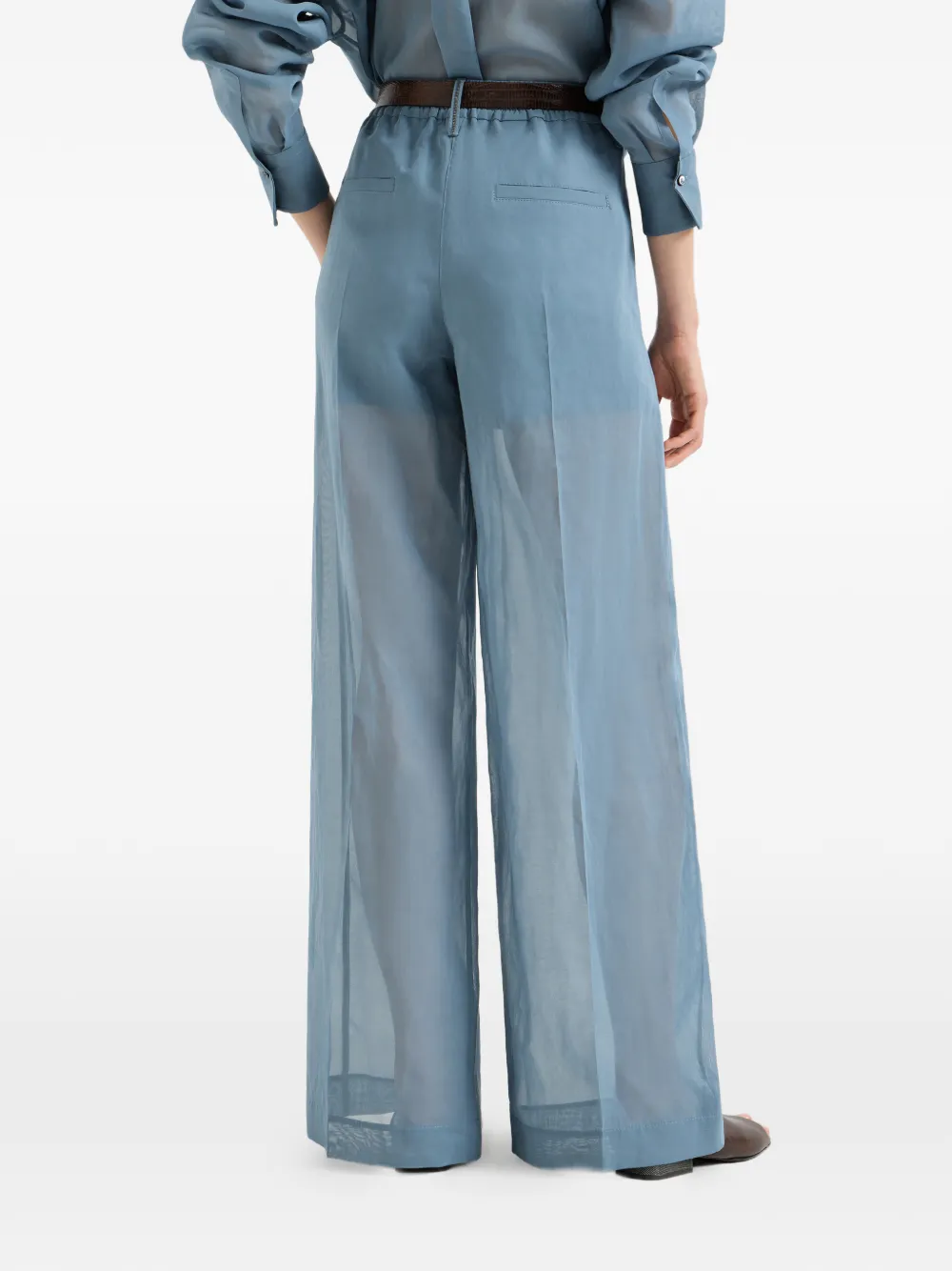 Brunello Cucinelli Katoenen organza trainingsbroek met monili-verfraaiing Blauw