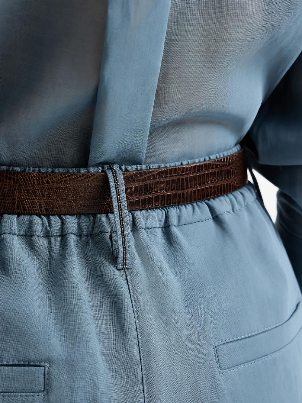 Brunello Cucinelli Katoenen organza trainingsbroek met monili-verfraaiing Blauw