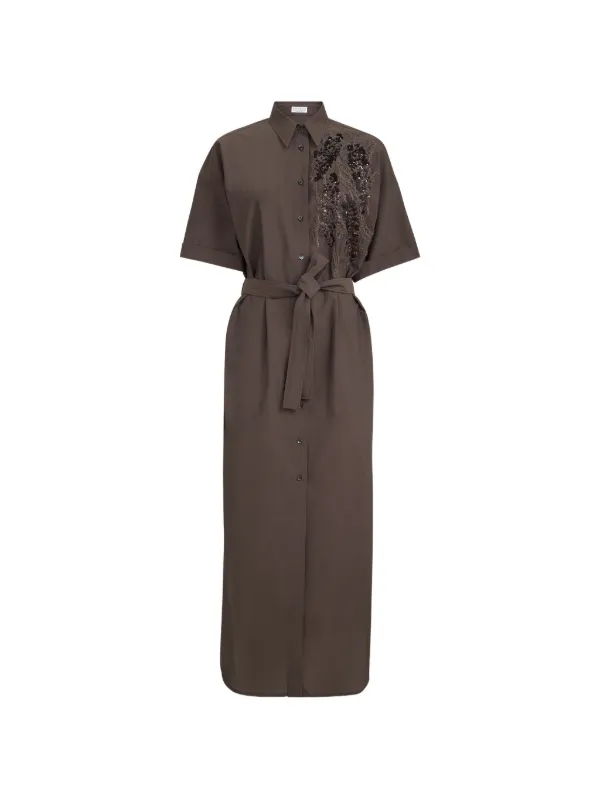 Brunello Cucinelli Short-sleeves Midi Dress in Brown