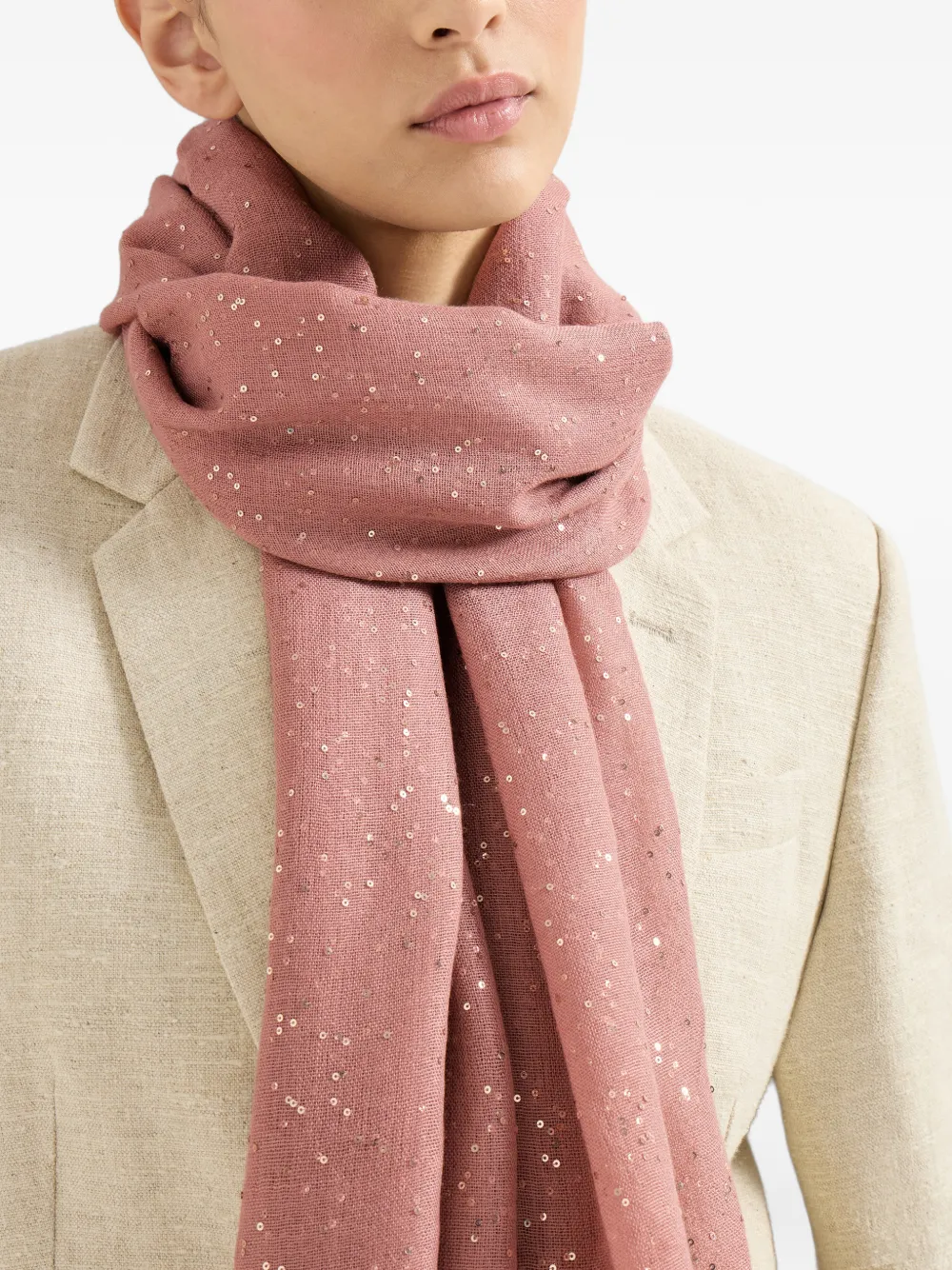 Brunello Cucinelli Sjaal met pailletten Roze