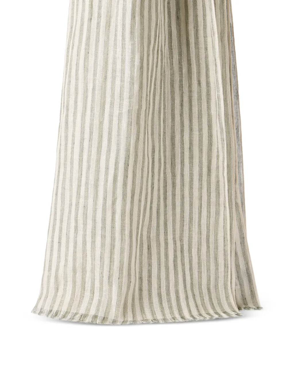  Brunello Cucinelli Striped Fringed Scarf - Green 