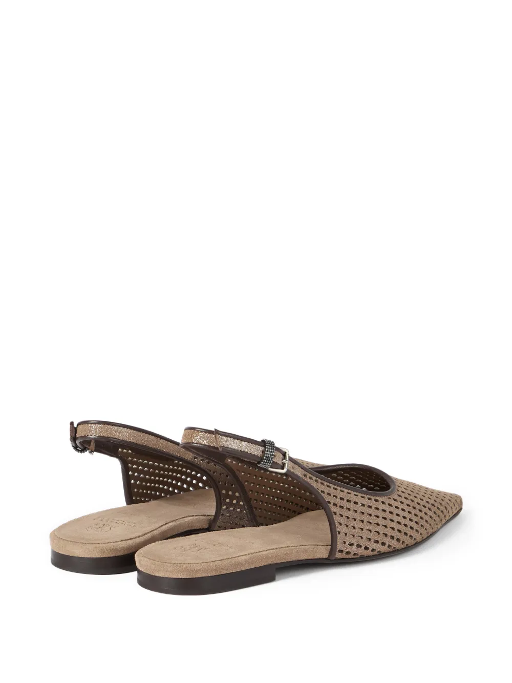 Brunello Cucinelli Slingback ballerina's met glitter Beige