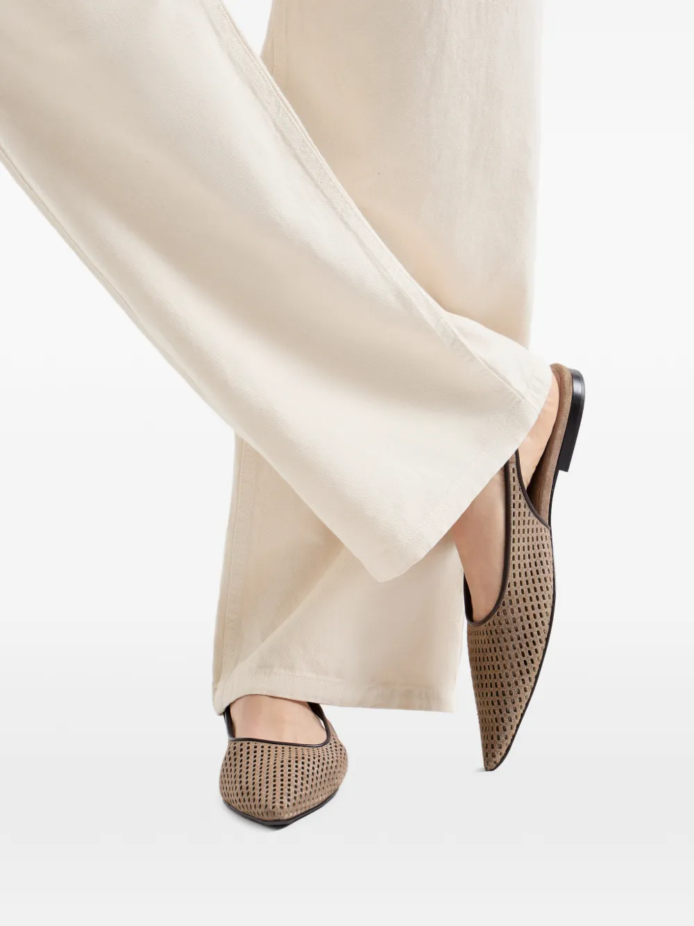 Brunello Cucinelli Slingback ballerina's met glitter Beige