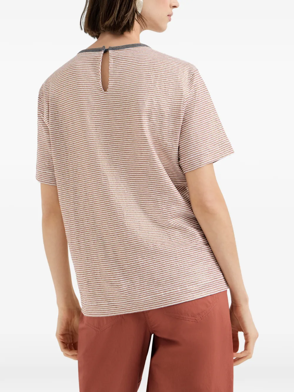 Brunello Cucinelli Gestreept T-shirt Oranje