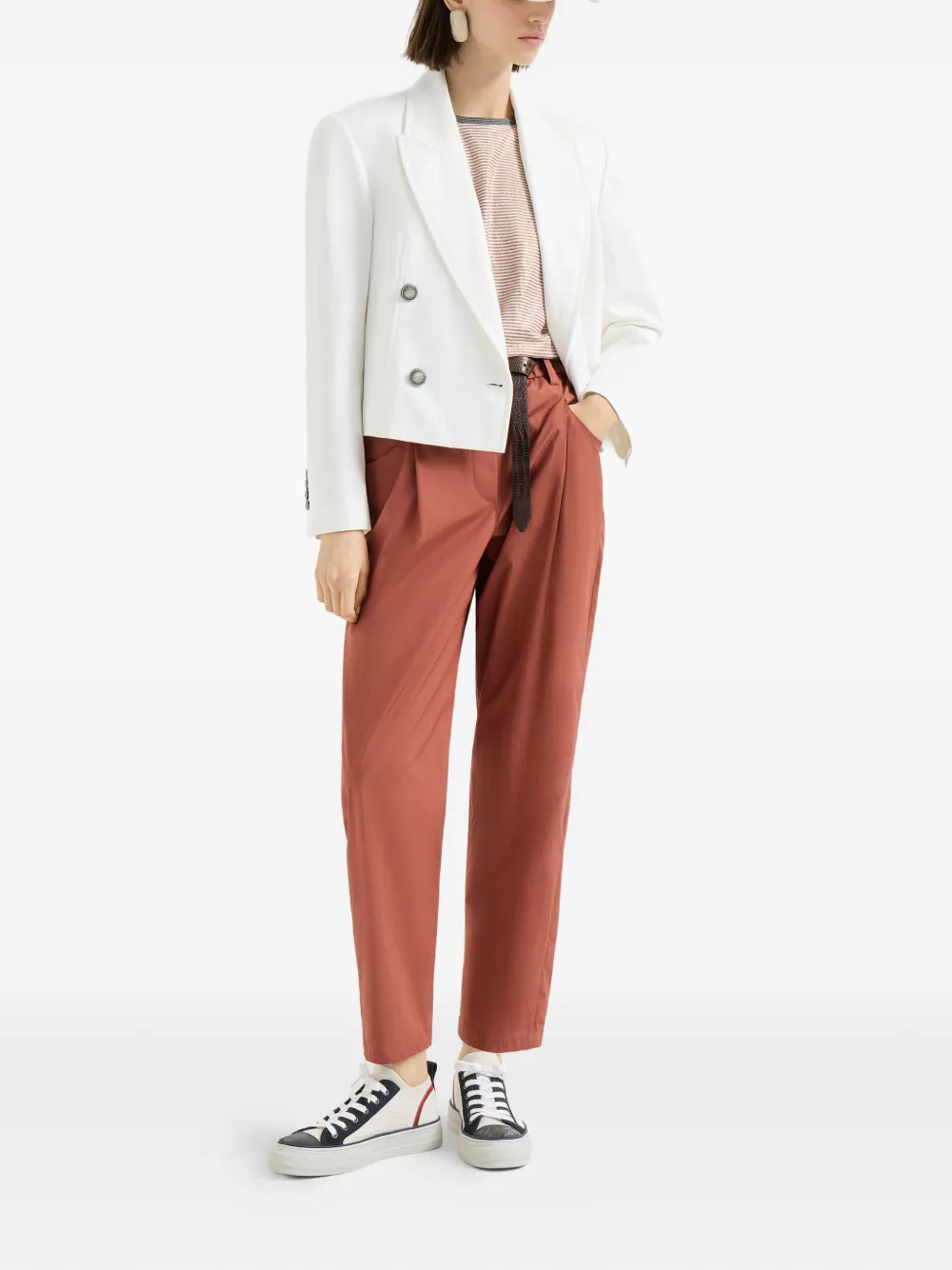 Brunello Cucinelli Gestreept T-shirt Oranje