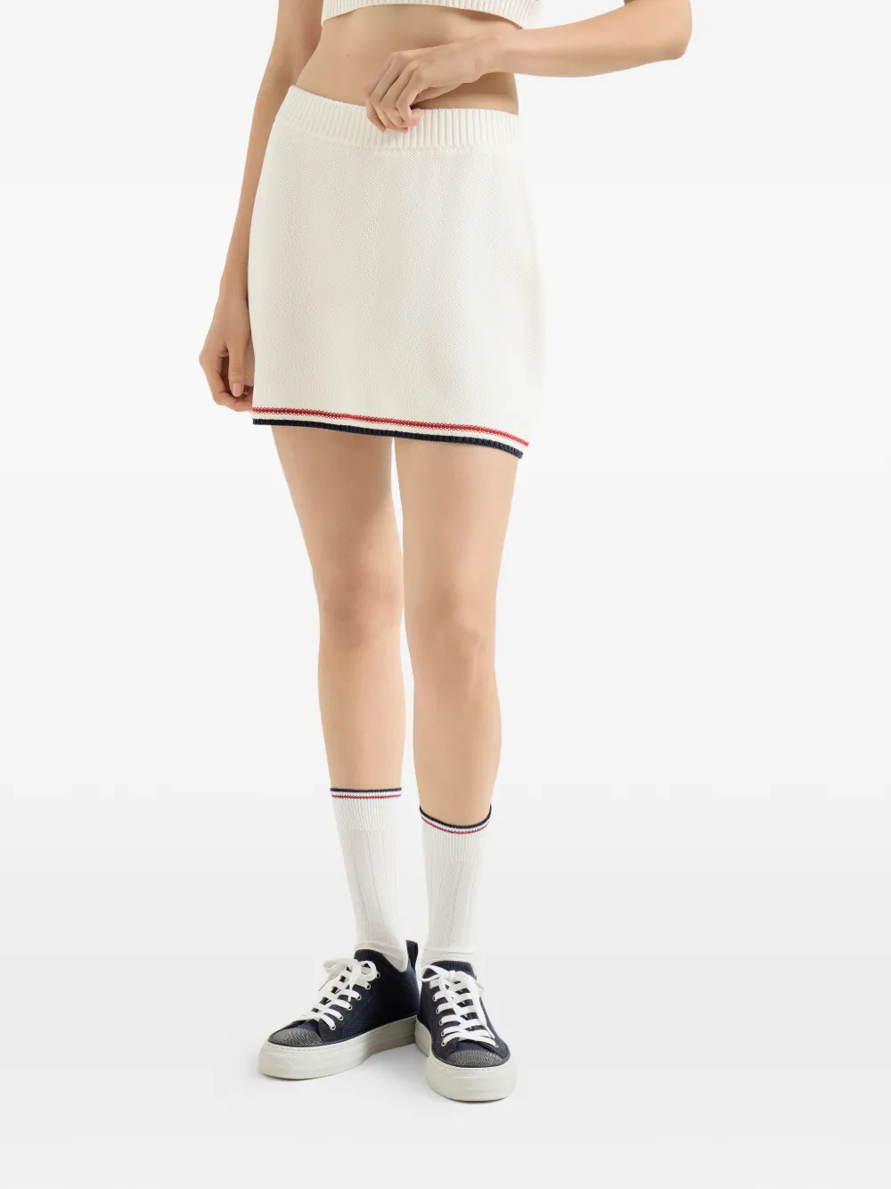 Brunello Cucinelli Katoenen mini-rok met piqué-effect Wit