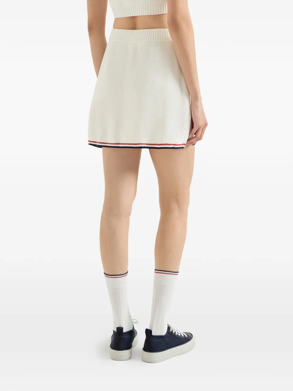 Brunello Cucinelli Katoenen mini-rok met piqué-effect Wit