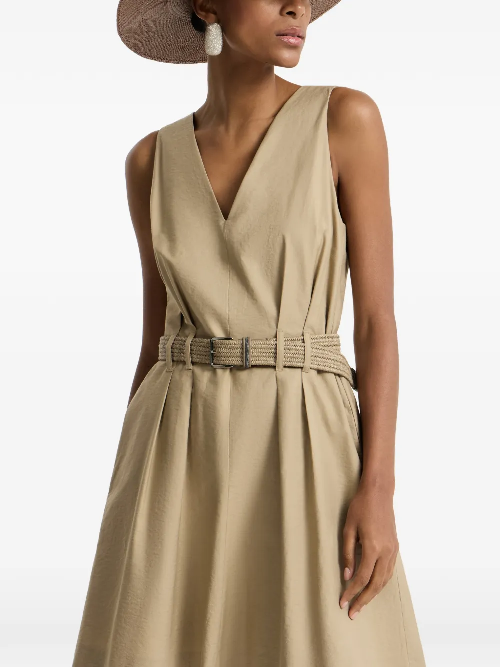 Brunello Cucinelli Mini-jurk met ceintuur Beige