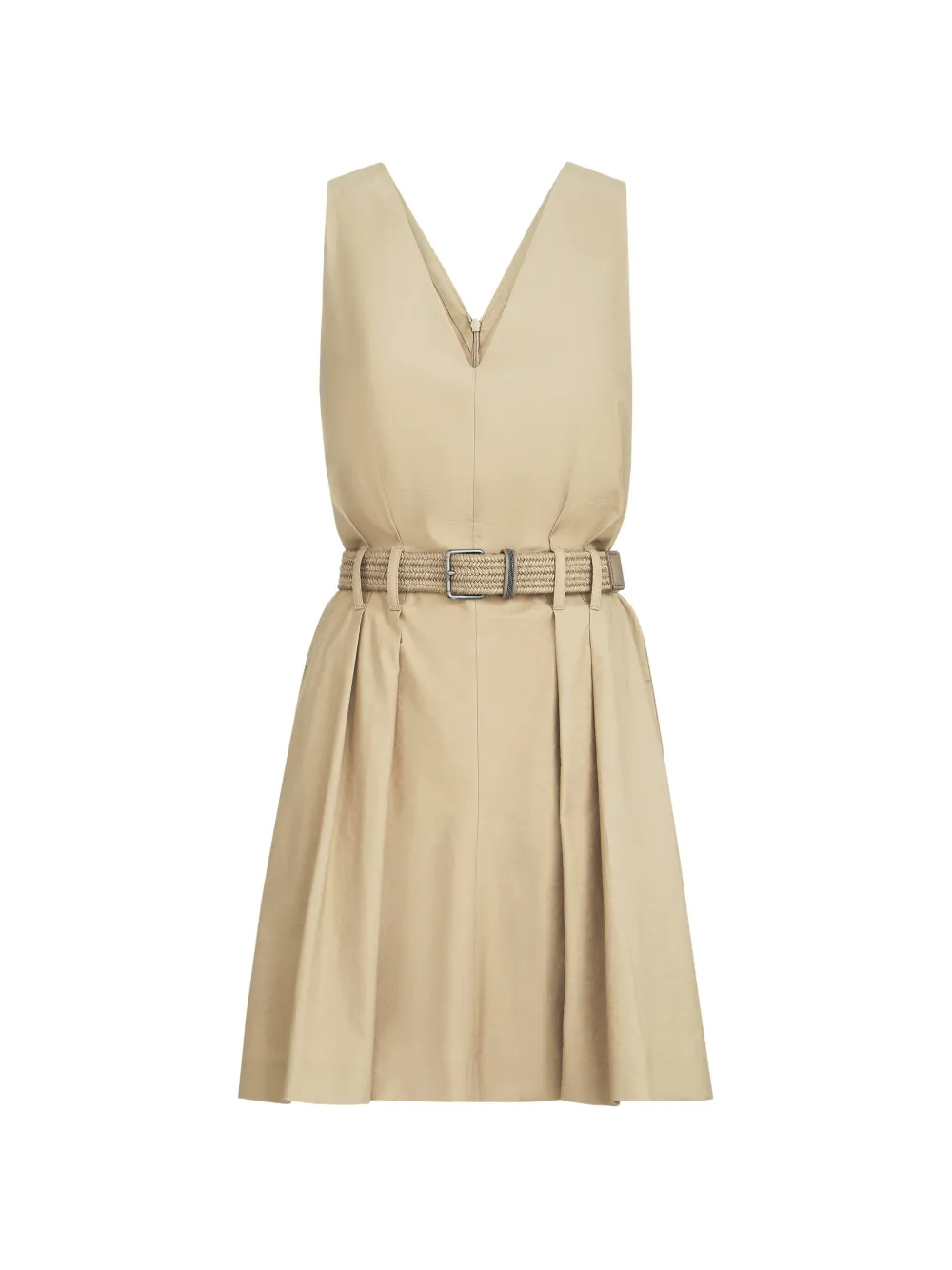 Brunello Cucinelli belted V-neck mini dress - Toni neutri