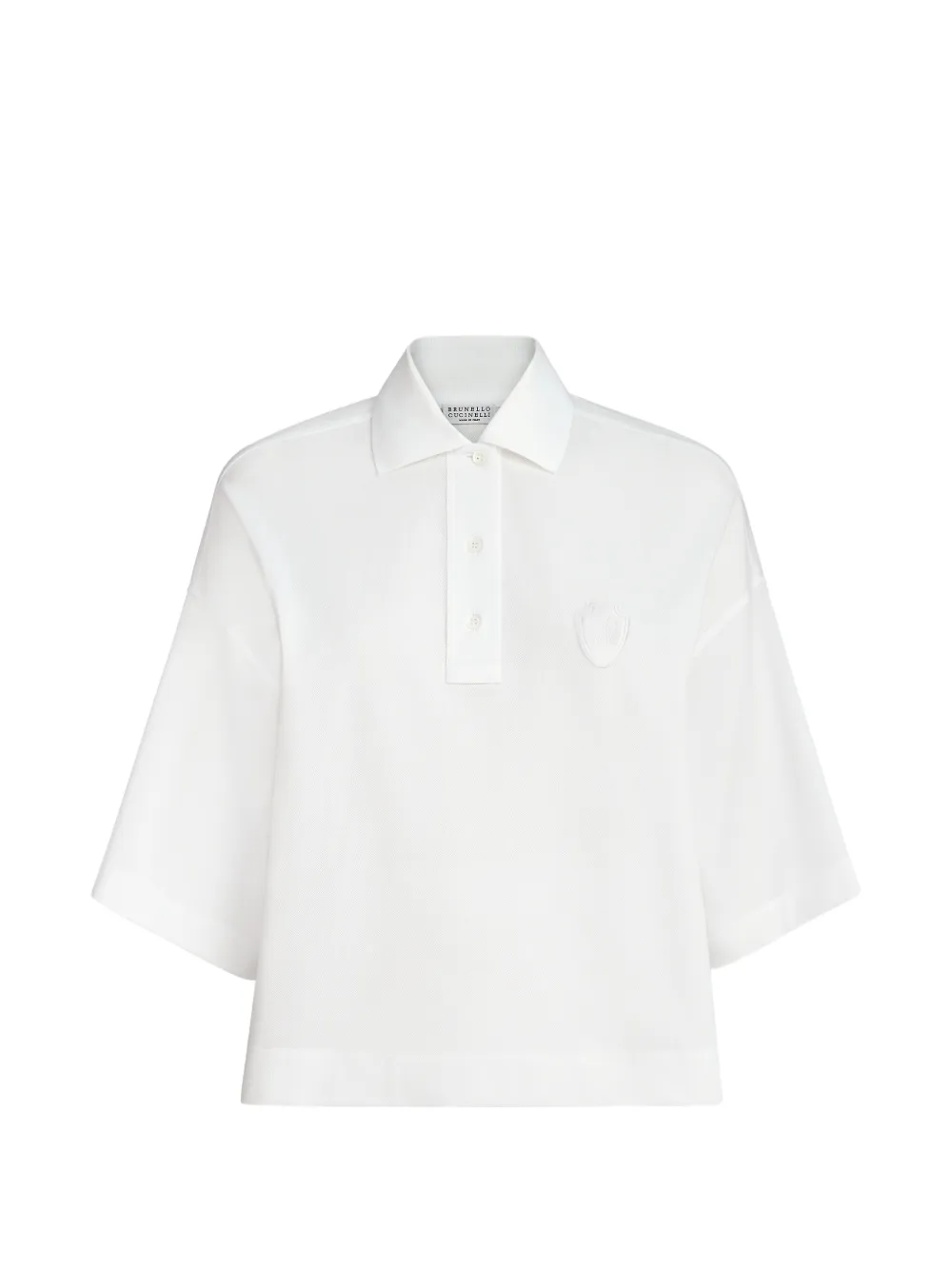 Brunello Cucinelli stretch cotton piqué polo shirt with logo - Bianco