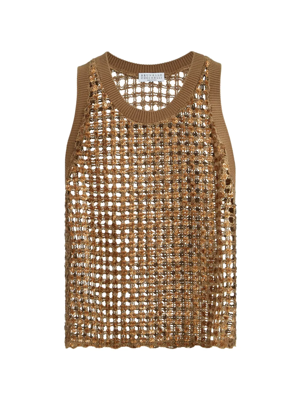 Brunello Cucinelli net-embroidery top - Marrone