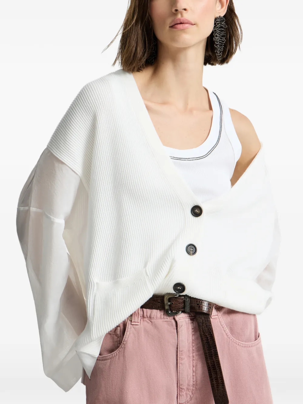 Brunello Cucinelli Geribbeld vest Wit