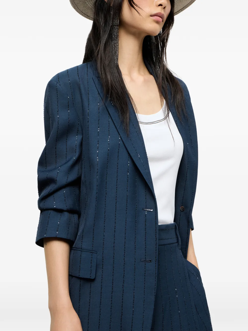 Brunello Cucinelli Blazer met krijtstreep Blauw