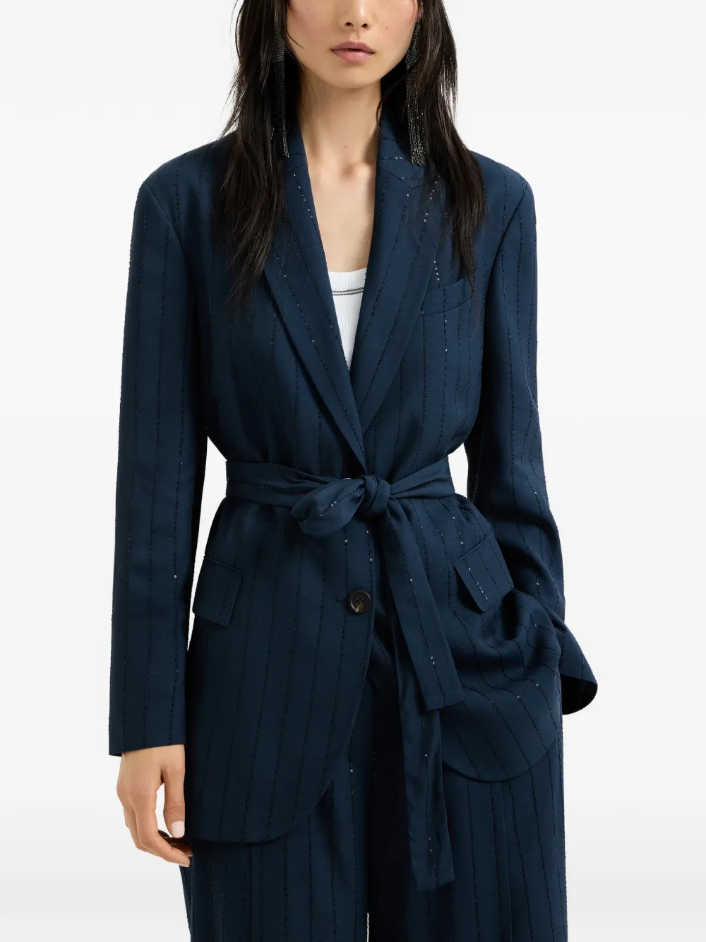  Brunello Cucinelli Chalk Stripe Blazer - Blue 