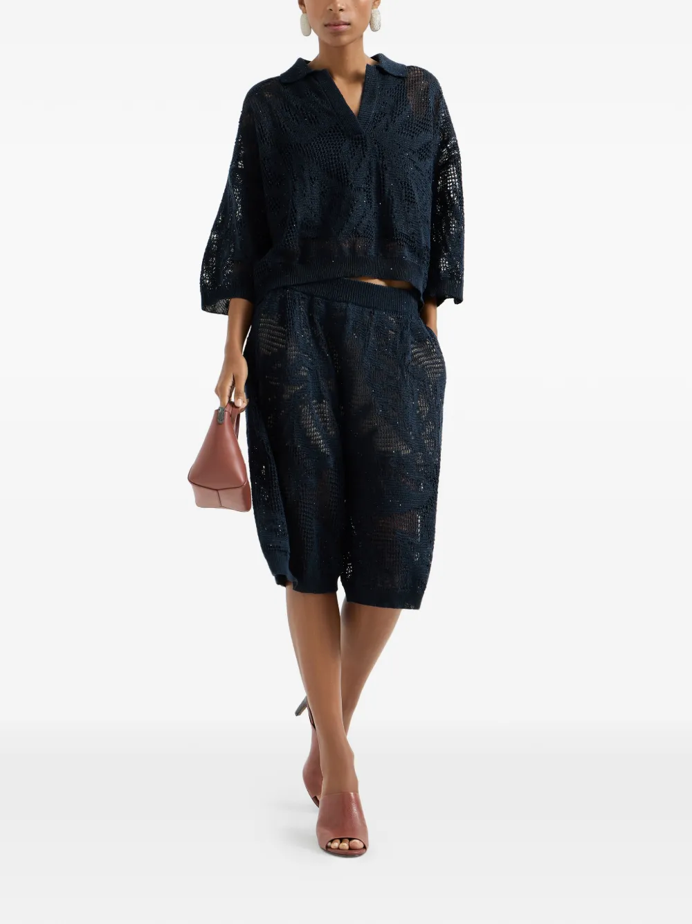  Brunello Cucinelli Bermudas Por Encima De La Rodilla - Azul 