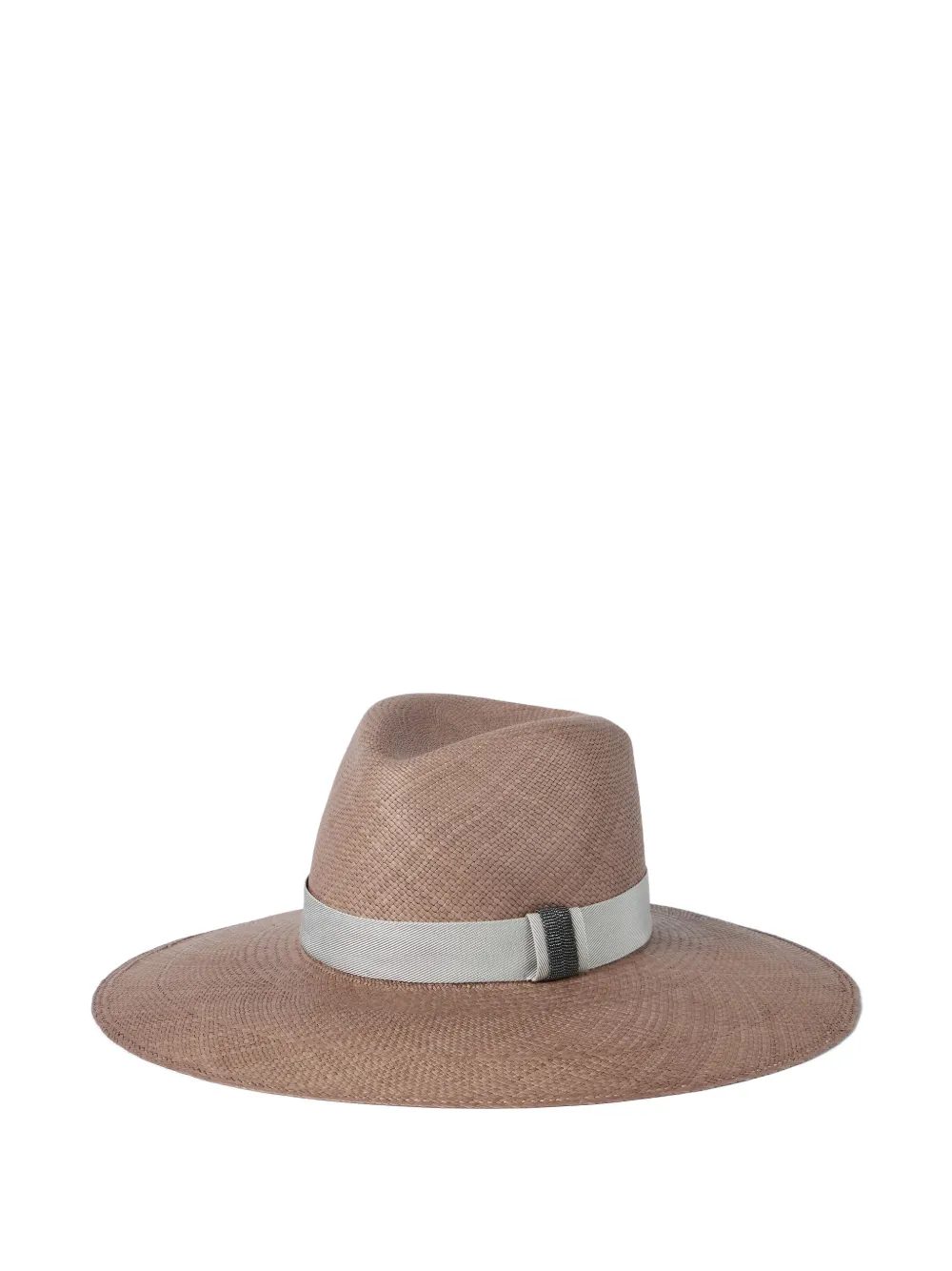Brunello Cucinelli leather-band straw fedora - Marrone